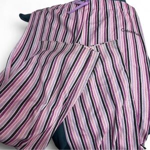 Vintage Calvin Klein pink and purple striped oversized pajama/lounge pants
